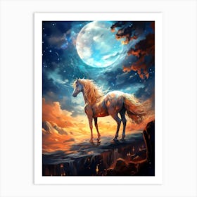 Horse In The Moonlight Art Print