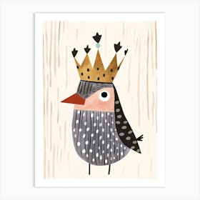 Little Raven 2 Wearing A Crown Art Print
