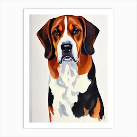 American English Coonhound Watercolour 3 Dog Art Print