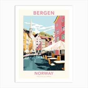 Bergen, Norway, Flat Pastels Tones Illustration 4 Poster Art Print