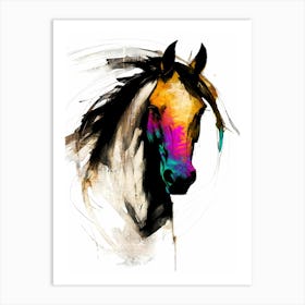 Horse Wild Tribal Illustration Art 01 Art Print