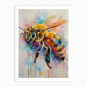 Honey Bee Colourful Watercolour 2 Art Print