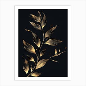 Gold Leaf On Black Background 2 Art Print