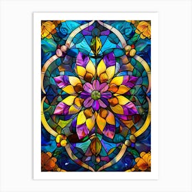 Colorful Stained Glass Flowers 7 Art Print