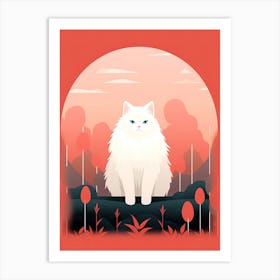 White Cat In The Forest Art Print