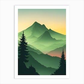 Misty Mountains Vertical Composition In Green Tone 110 Art Print