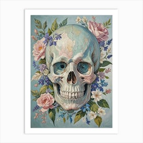 Skull With Flowers no1 Art Print