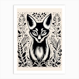 Red Fox Linocut Illustration Card 5 Art Print
