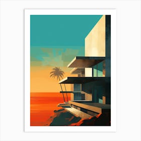 Abstract Illustration Of Hapuna Beach Hawaii Orange Hues 1 Art Print