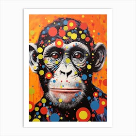 Retro Dots Monkey Art Print