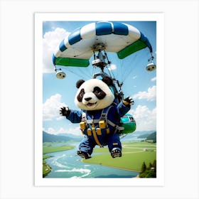 Explorer Panda Flying A Hang Glider Art Print