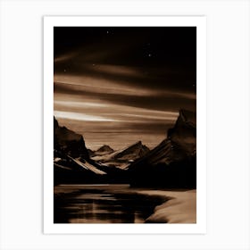 Black And White Mountain Landscape 29 Art Print