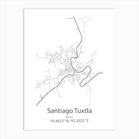 Santiago Tulantepec,Mexico Minimalist Map Poster