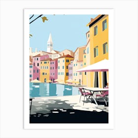 Rovinj, Croatia, Flat Pastels Tones Illustration 1 Art Print