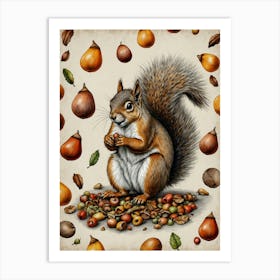 Squirrel With Acorns Art Print