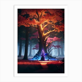 Dark Forest in the fall Art Print