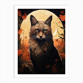 Corsac Fox Moon Illustration 1 Art Print