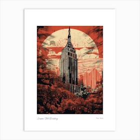 Empire State Building  New York Woodblock 4 Watercolour Travel Poster Art Print