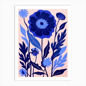 Blue Flower Illustration Cornflower 3 Art Print