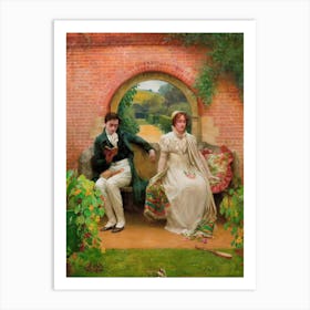 Couple Sitting On A Bench Art Print