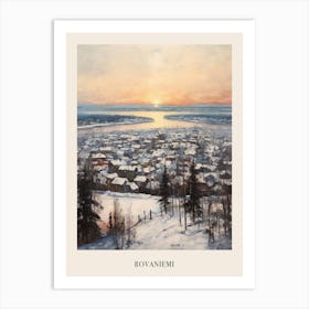 Vintage Winter Painting Poster Rovaniemi Finland Art Print