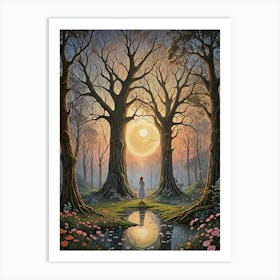 Girl In The Fairytale Forest Art Print