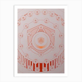 Geometric Abstract Glyph Circle Array in Tomato Red n.0292 Art Print