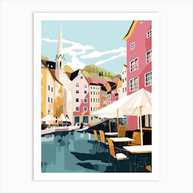 Bergen, Norway, Flat Pastels Tones Illustration 4 Art Print