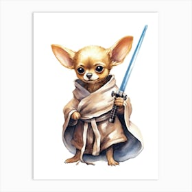 Chihuahua Dog As A Jedi 1 Art Print