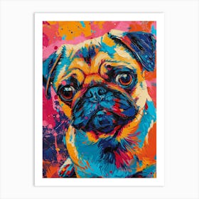 Pug dog colourful Painting Art Print