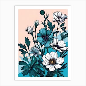 Blue Anemones Canvas Print Art Print