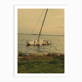 Sandy Point Abandoned Sailboat Art Print