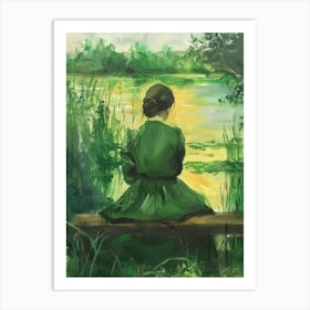 Girl By The Lake Art Print