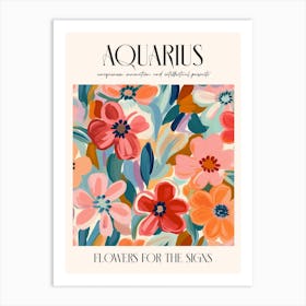 Flowers For The Signs Aquarius 2 Zodiac Sign Art Print
