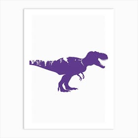 Purple T Rex Dinosaur Silhouette 3 Art Print