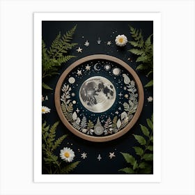 Moon And Ferns Art Print