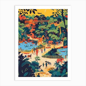 The Bronx Zoo New York Colourful Silkscreen Illustration 4 Art Print