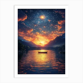 Boat On A Lake 1 Art Print