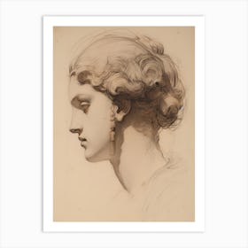 Greek Woman Portrait Sketch Art Print