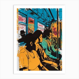 New York City Subway New York Colourful Silkscreen Illustration 1 Art Print