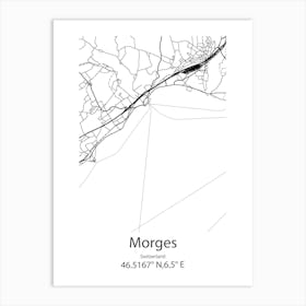 Morges,Switzerland Minimalist Map Poster