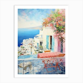 Cliffside Charm: Coastal Terrace View Art Art Print