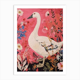 Floral Animal Painting Goose 1 Art Print