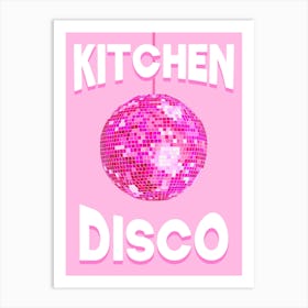 Kitchen Disco Mirror Ball Pink Art Print