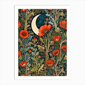 William Morris Moon And Poppies 1 Art Print