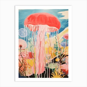 Colourful Jellyfish Illustration 6 Art Print