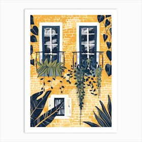 Yellow House With Plants Art Print