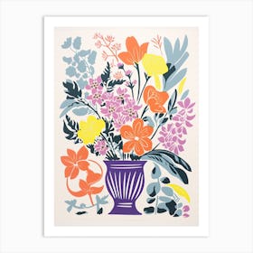 Colourful Flowers In A Vase In Risograph Style 8 Art Print