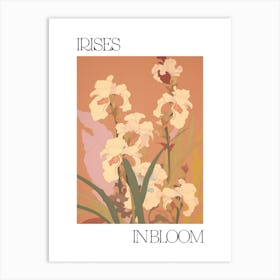 Irises In Bloom Flowers Bold Illustration 1 Art Print