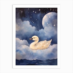 Baby Swan 2 Sleeping In The Clouds Art Print